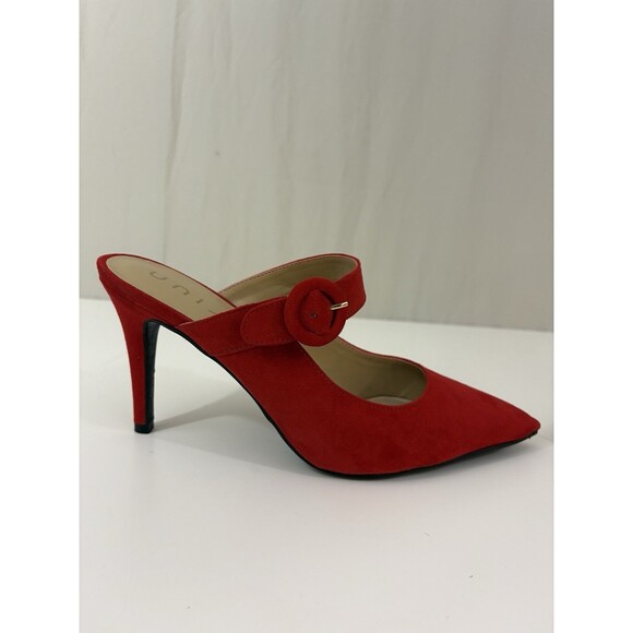 Unisa Pointed-Toe Kitten Heel Mary Jane Style Slingback Pumps Red Suede Size 9.5 - Picture 9 of 10